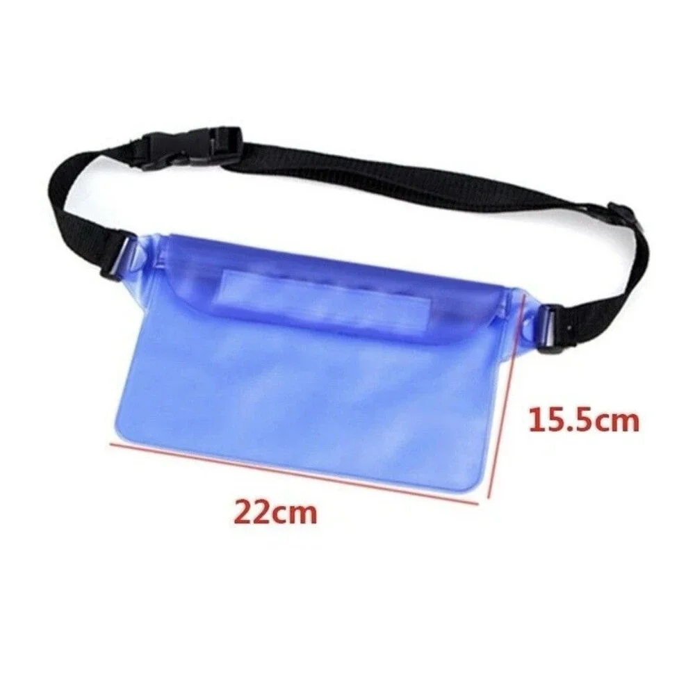 Waterproof Pouch for Phone with Pocket Fanny Pack with Waist Strap Blue